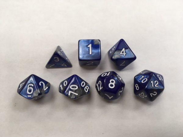 Silver Blue Blend Set of 7 Dice - DiceEmporium.com