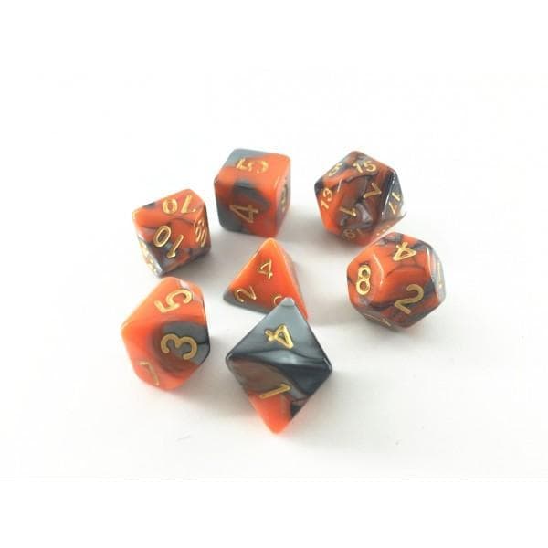 Silver Orange Gold Blend Dice Set - DiceEmporium.com