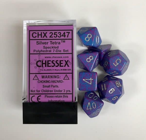 4 Sided Silver Tetra Speckled Dice