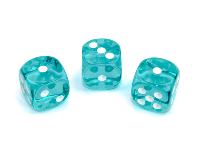 Teal 16mm Translucent Dice - Dice Emporium