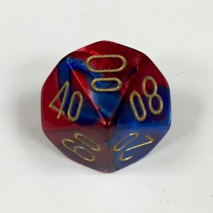 10 Sided Tens 10 Blue-Red w/gold Gemini Dice