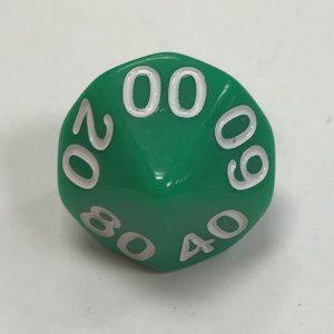 10 Sided Tens 10 HD Opaque Green White d10 Dice - DiceEmporium.com