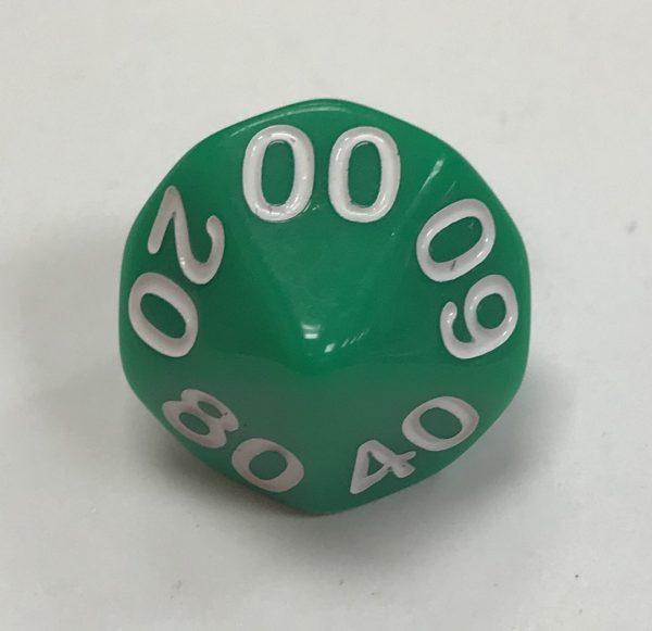 10 Sided Tens 10 HD Opaque Green White d10 Dice - DiceEmporium.com