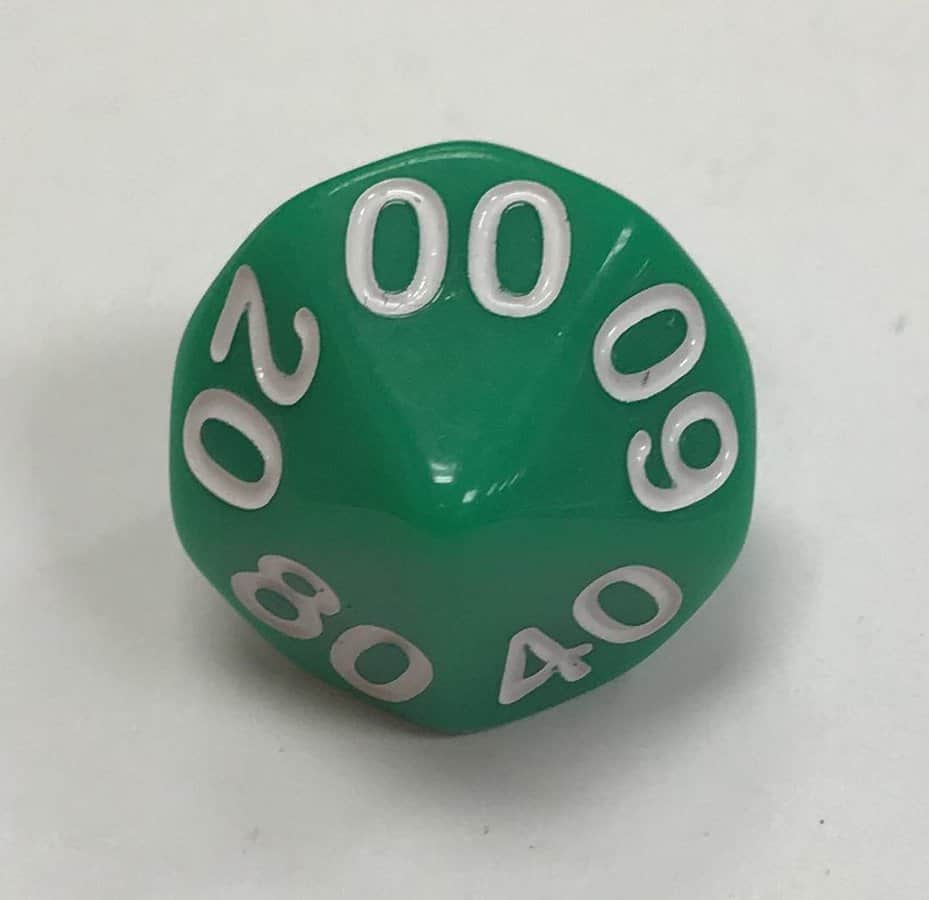 10 Sided Tens 10 HD Opaque Green White d10 Dice - DiceEmporium.com