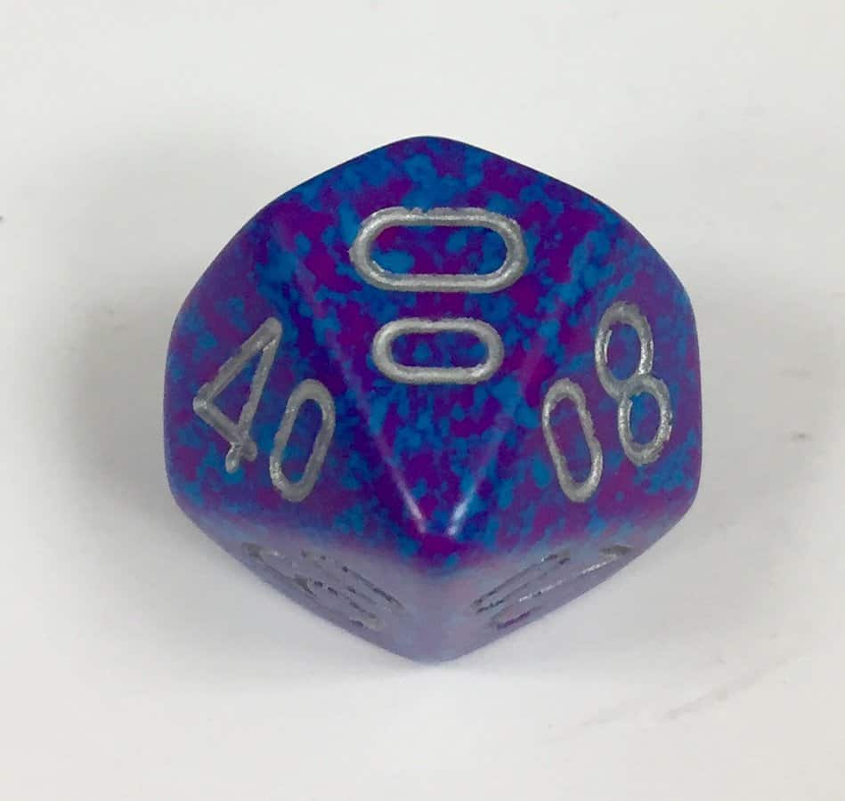 10 Sided Silver Tetra Tens 10 Speckled Dice