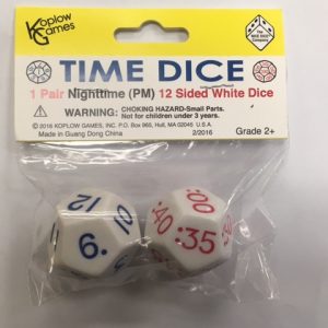 Pair of White 12 Sided Time Dice