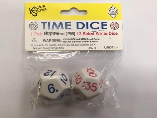 Pair of White 12 Sided Time Dice