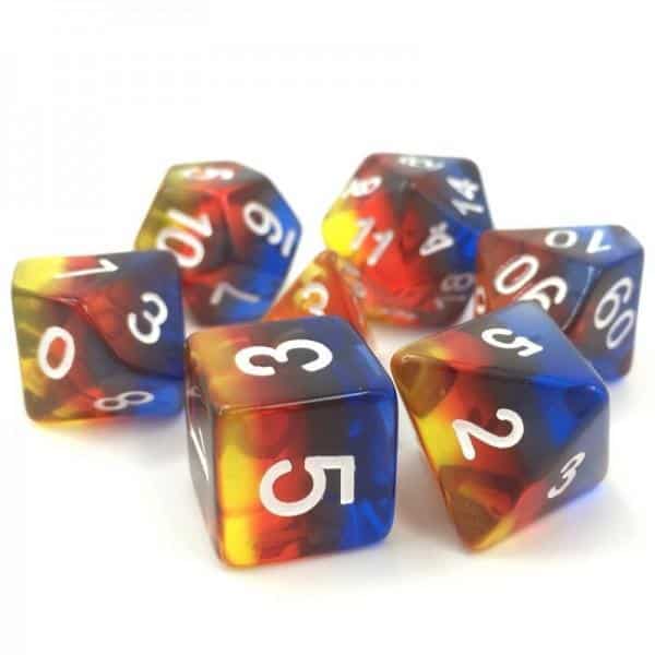 Transparent Burning Cloud Set of 7 HD Dice - DiceEmporium.com