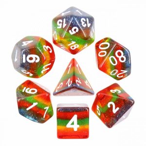 Transparent Glitter Rainbow Dice Set - DiceEmporium