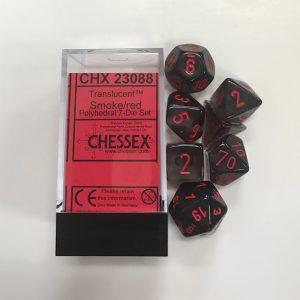 Translucent Smoke Red 7 Die Set Chessex- CHX 23088 - DiceEmporium.com