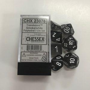 Translucent Smoke White 7 Die Set Chessex - CHX 23078 - DiceEmporium.com