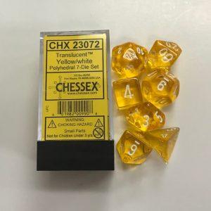 Translucent Yellow White 7 Die Set Chessex - CHX 23072 - DiceEmporium.com