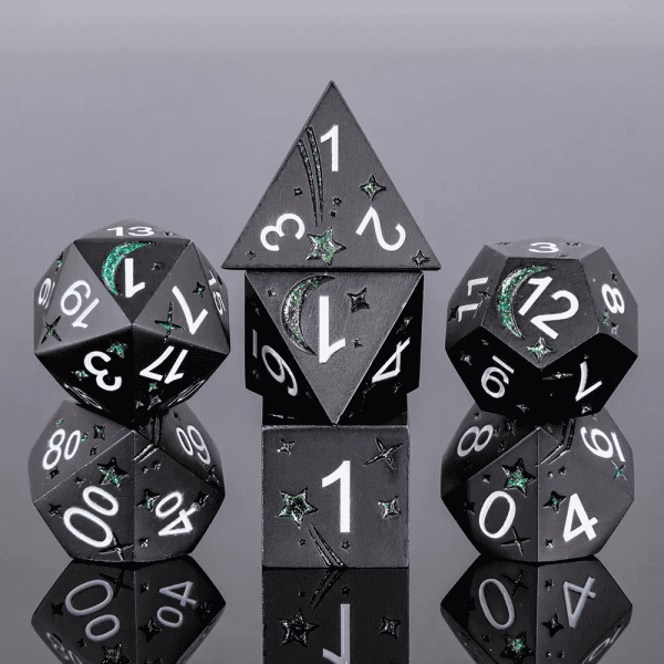 Shiny Green Planet 7-die set - dice emporium