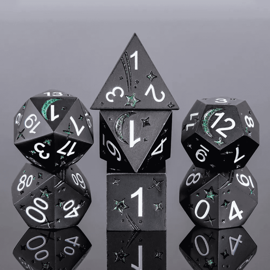 Shiny Green Planet 7-die set - dice emporium