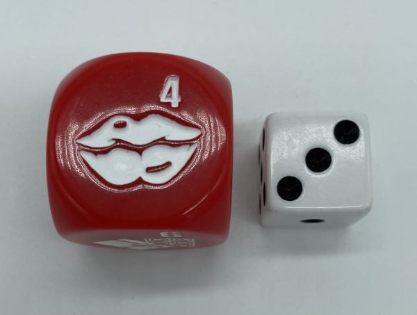 Valentines Dice shown with 16mm die - The Dice Emporium