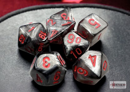 Velvet Mini-Polyhedral Black/red 7-Die Set - DiceEmporium.com