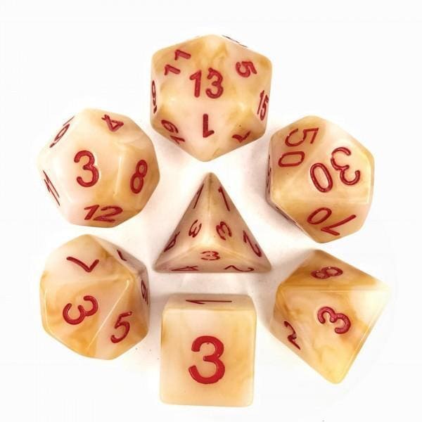 White Red Font Jade Dice Set - DiceEmporium.com