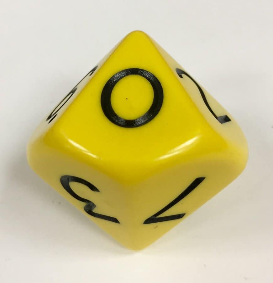 0-9 Yellow Jumbo Place Value Die Product Number 15880