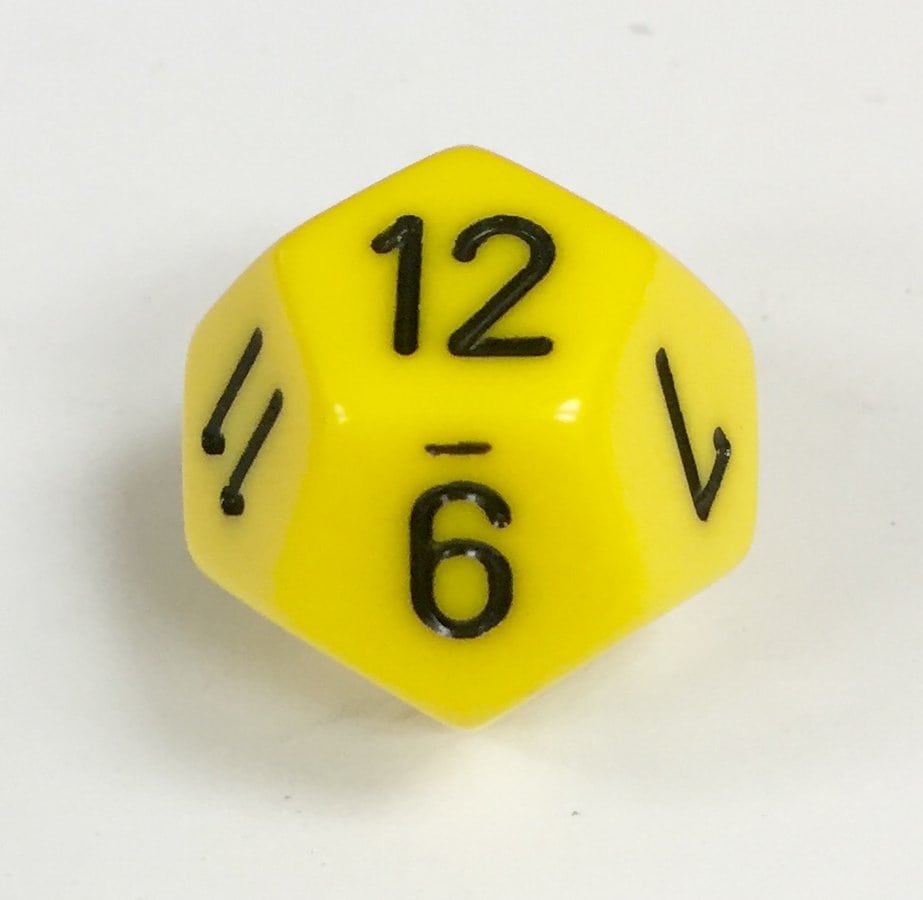 12 Sided Opaque Dice with Numbers