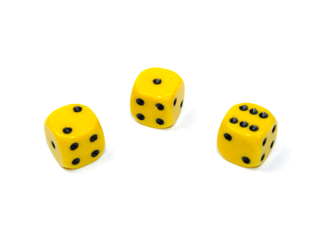Yellow/black 12mm opaque dice - Dice Emporium