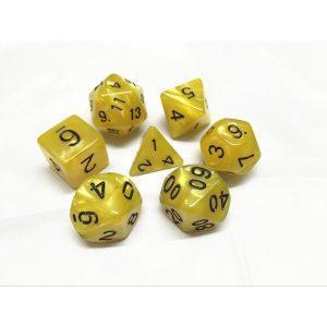 Yellow Black Font Pearl Dice - DiceEmporium.com